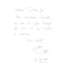 Gästebucheintrag Sabine Meyer (Klarinette), 21. Februar 2016 (Foto: DRP)