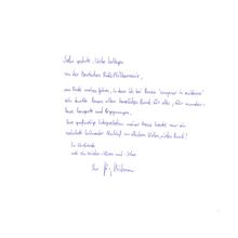 Gästebucheintrag Jörg Widmann, Sommer 2008 (Foto: DRP)